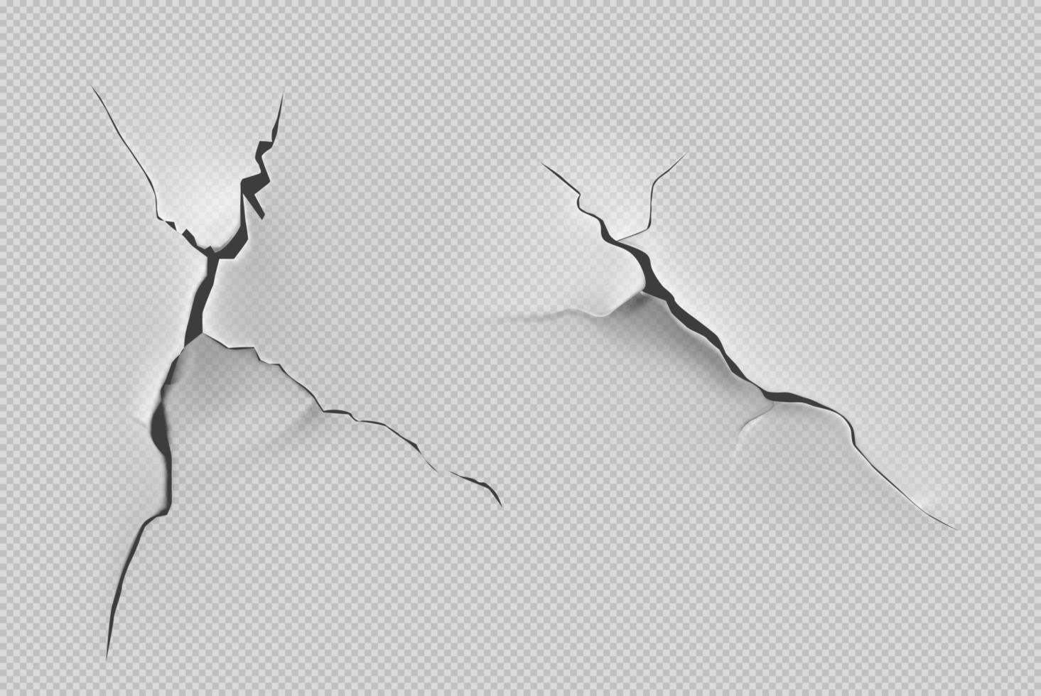 Crack of paint or paper on grey background. vector