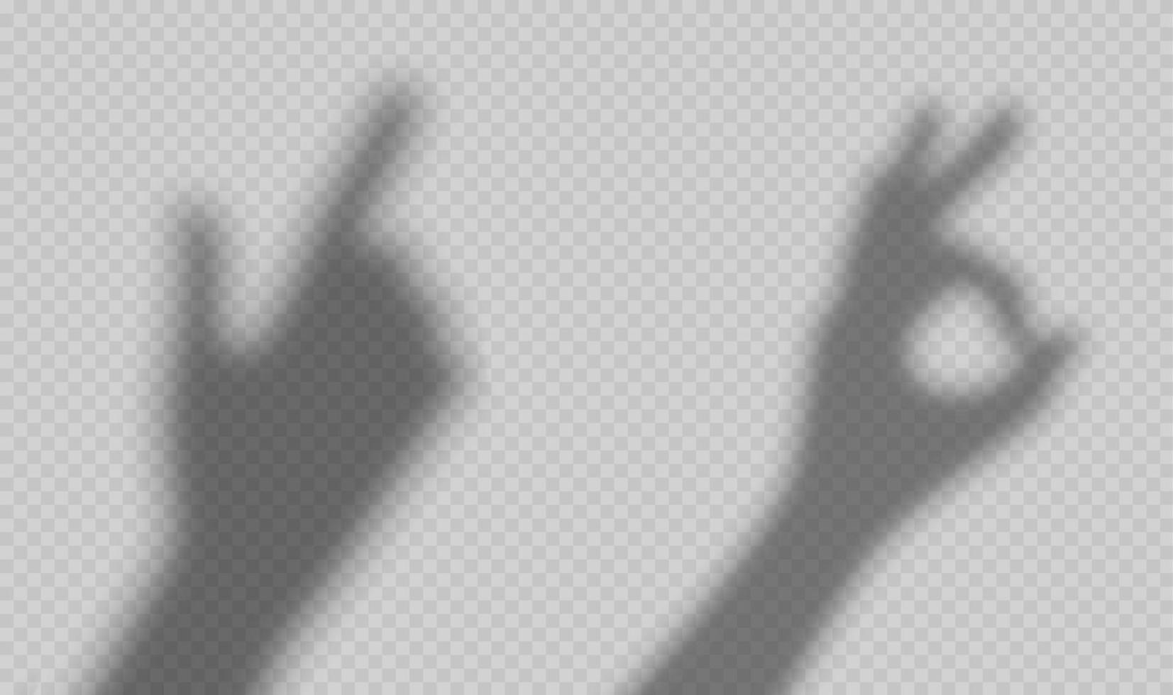 Shadow hand ok and pointing gestures illustration vector