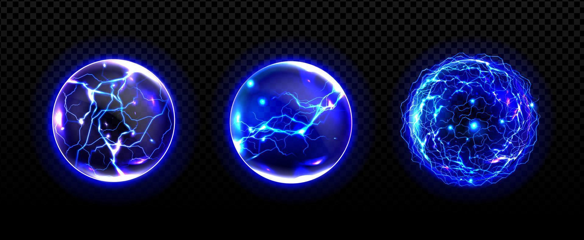 bolas de energía con relámpagos, conjunto de esferas de poder vector