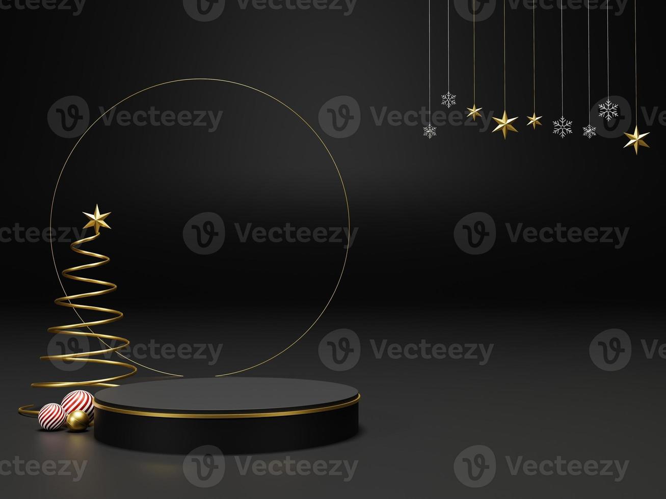 Background 3d render Christmas and new year gold and black colors Background. 3d design Christmas and new year luxury background. Merry Christmas and Happy New Year Background concept. 3D illustration photo