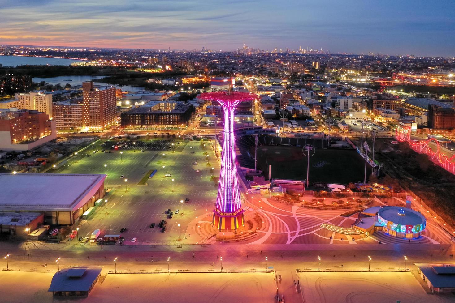 Aerial view along Coney Island and the beach in Brooklyn, New York, 2022 photo