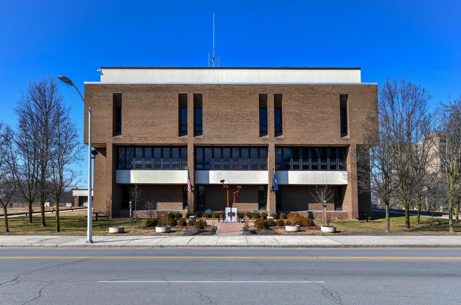 Poughkeepsie City Hall in Civic Center Plaza built in the Brutalist style, 2022 photo