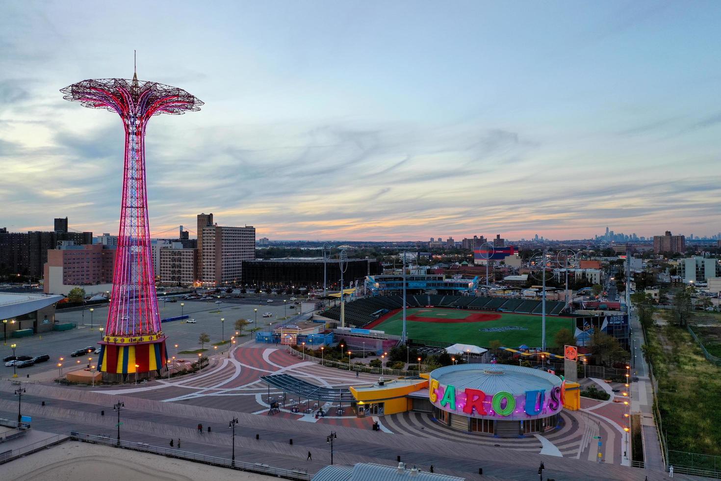 Aerial view along Coney Island and the beach in Brooklyn, New York, 2022 photo