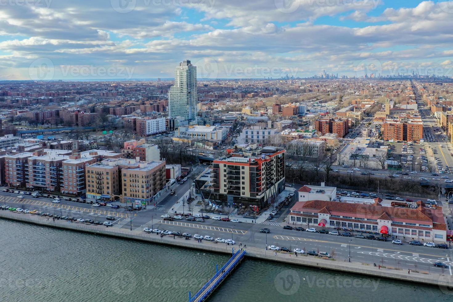 Panoramic aerial view of the Sheepshead Bay neighborhood of Brooklyn, New York. photo