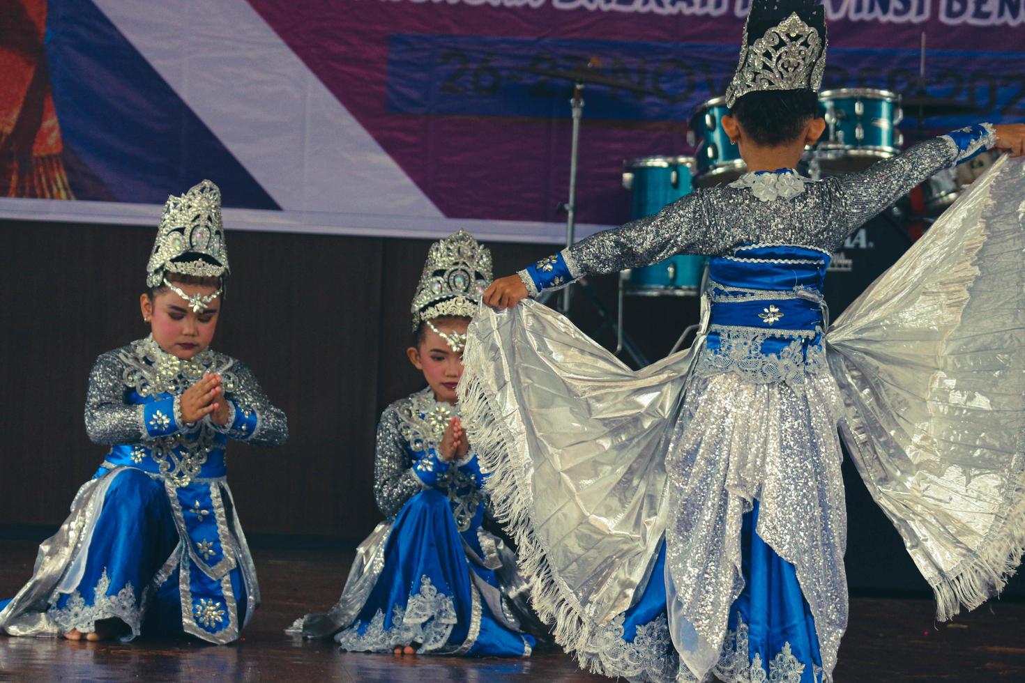 Jakarta, Indonesia in November 2022. Young children ranging from kindergarten to elementary school are taking part in the National Archipelago dance competition. photo