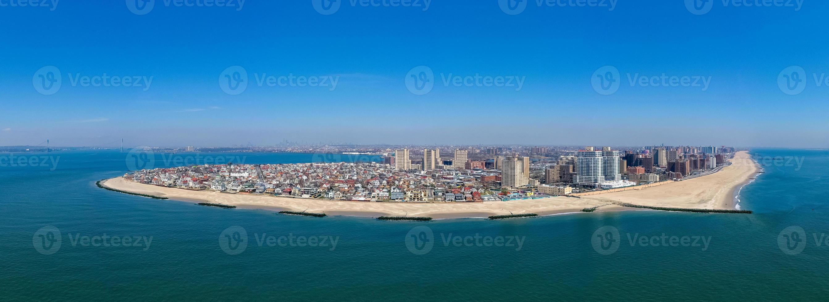 Panoramic view of southern Brooklyn including Coney  Island, Brighton Beach with Manhattan in the background. photo