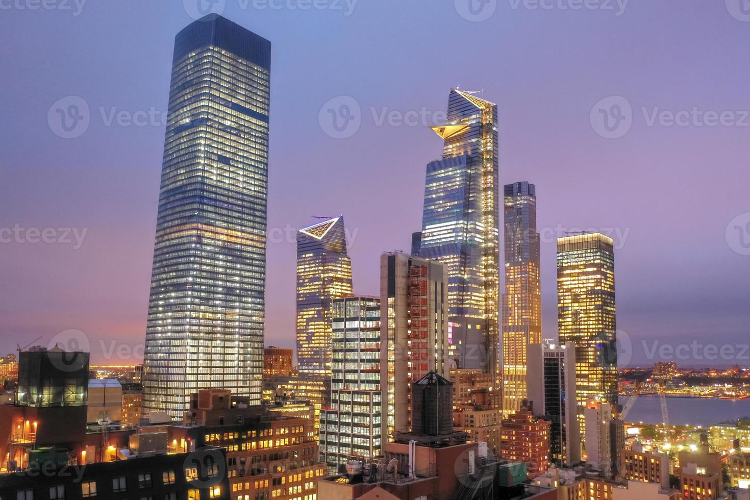 Panoramic view of Midtown Manhattan in New York City during at dusk. photo