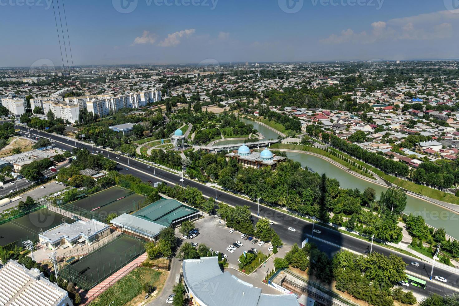 Aerial view of the skyline of Tashkent, Uzbekistan during the day. photo