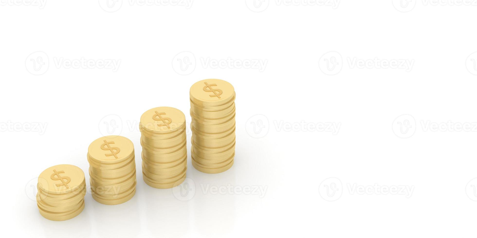A stack of gold coins represents the profit and strategy of the business operation on a white background. 3d rendering photo