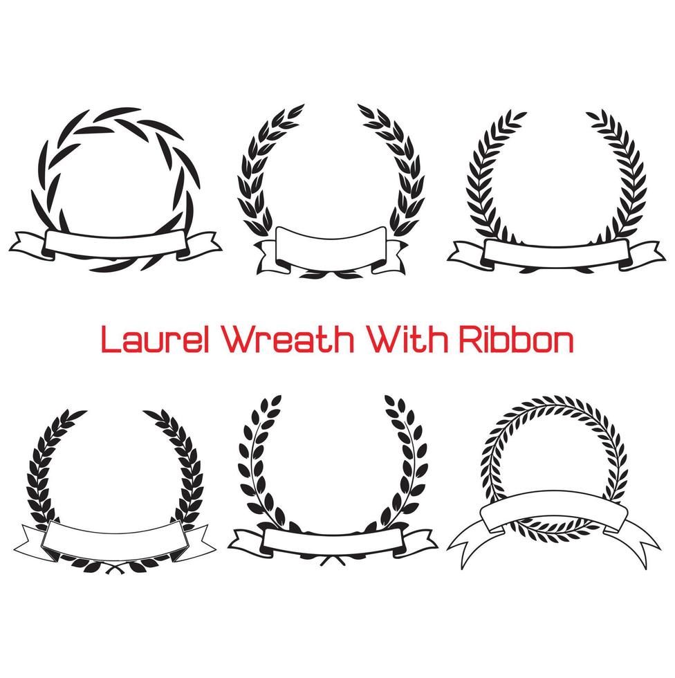 laurel wreath with ribbon set vector