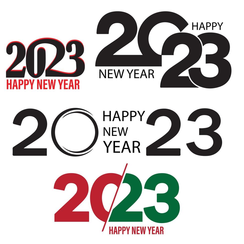 Set Of Happy new year 2023 Text Design. 2023 Happy New Year Symbol Isolated on White Background. vector