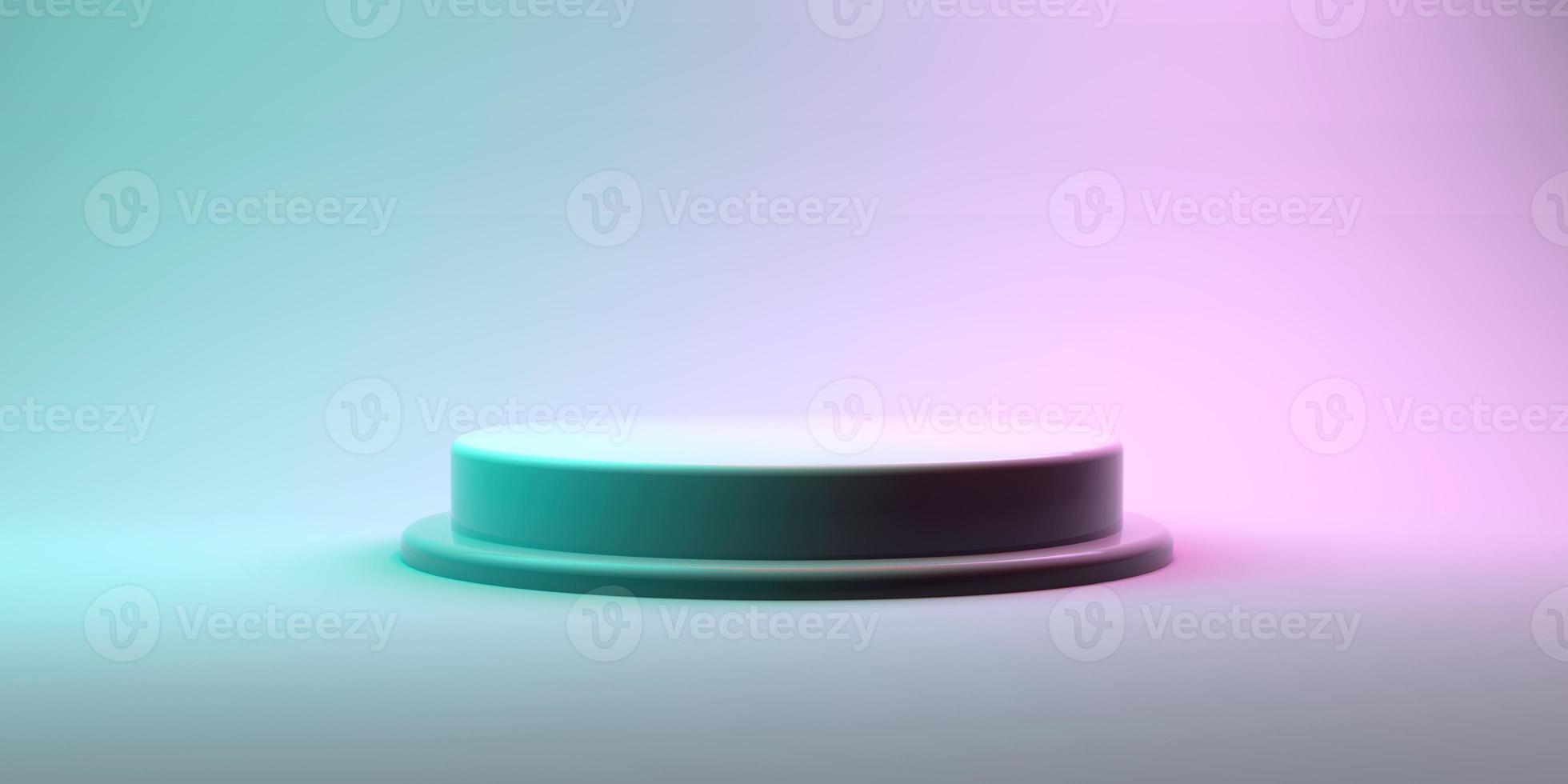 Round pedestal or podium with gradient light. 3d render photo