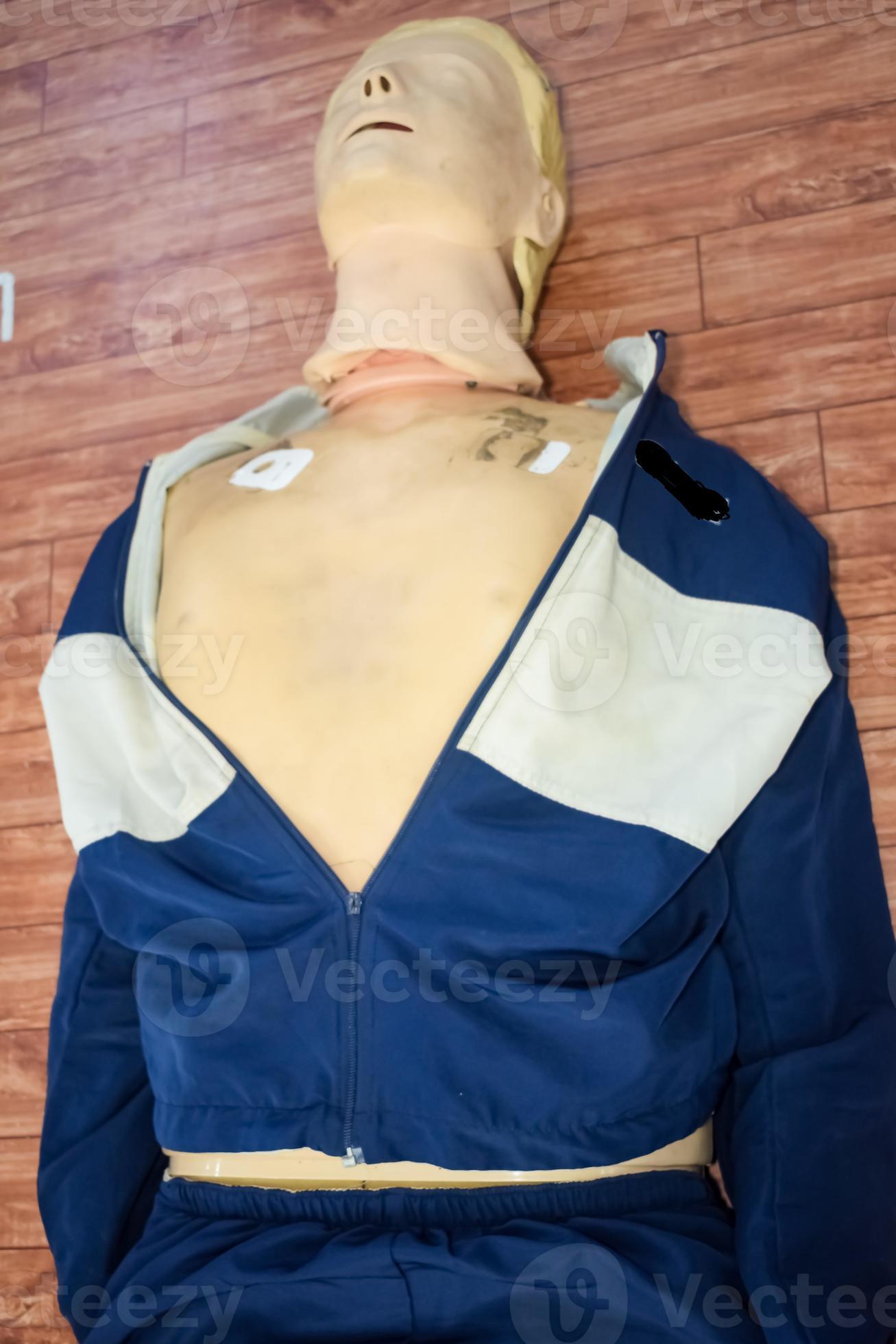 Human dummy lies on the floor during first Aid Training