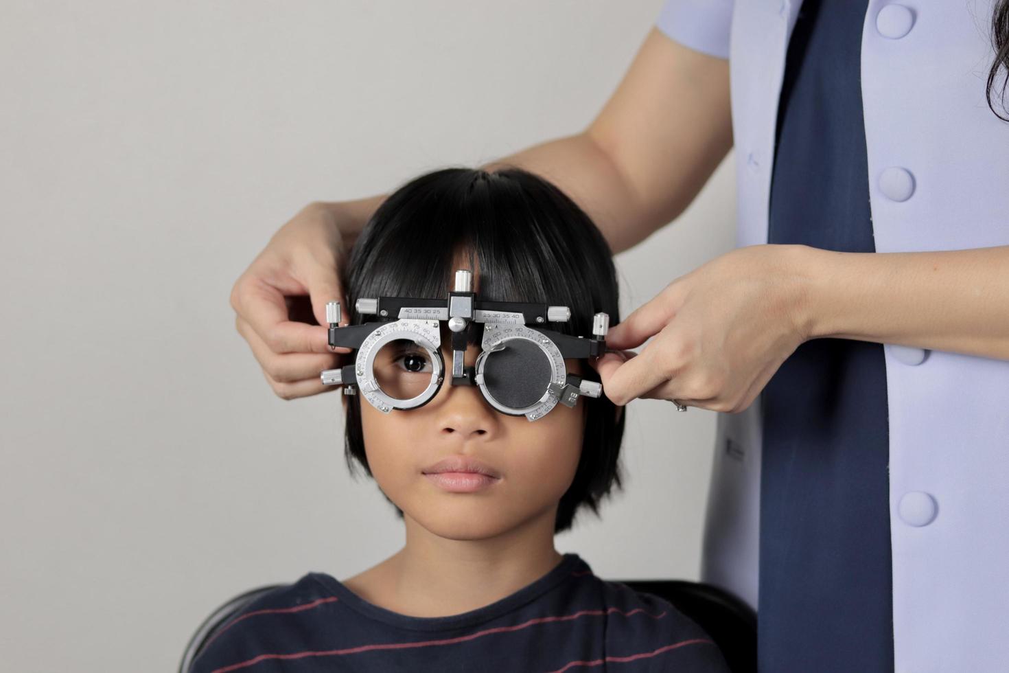 Girl eye test, test eye concept photo