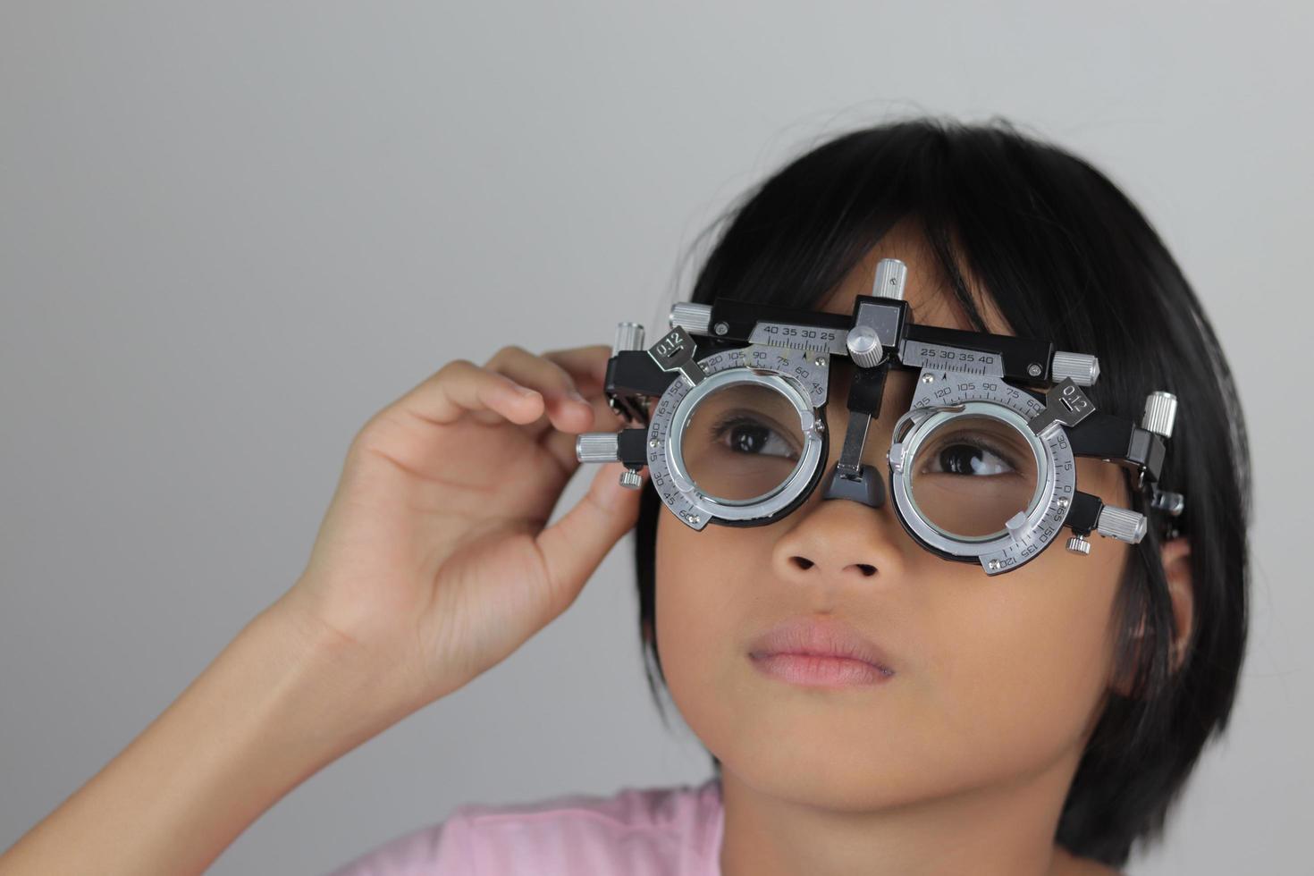 Girl eye test, test eye concept photo