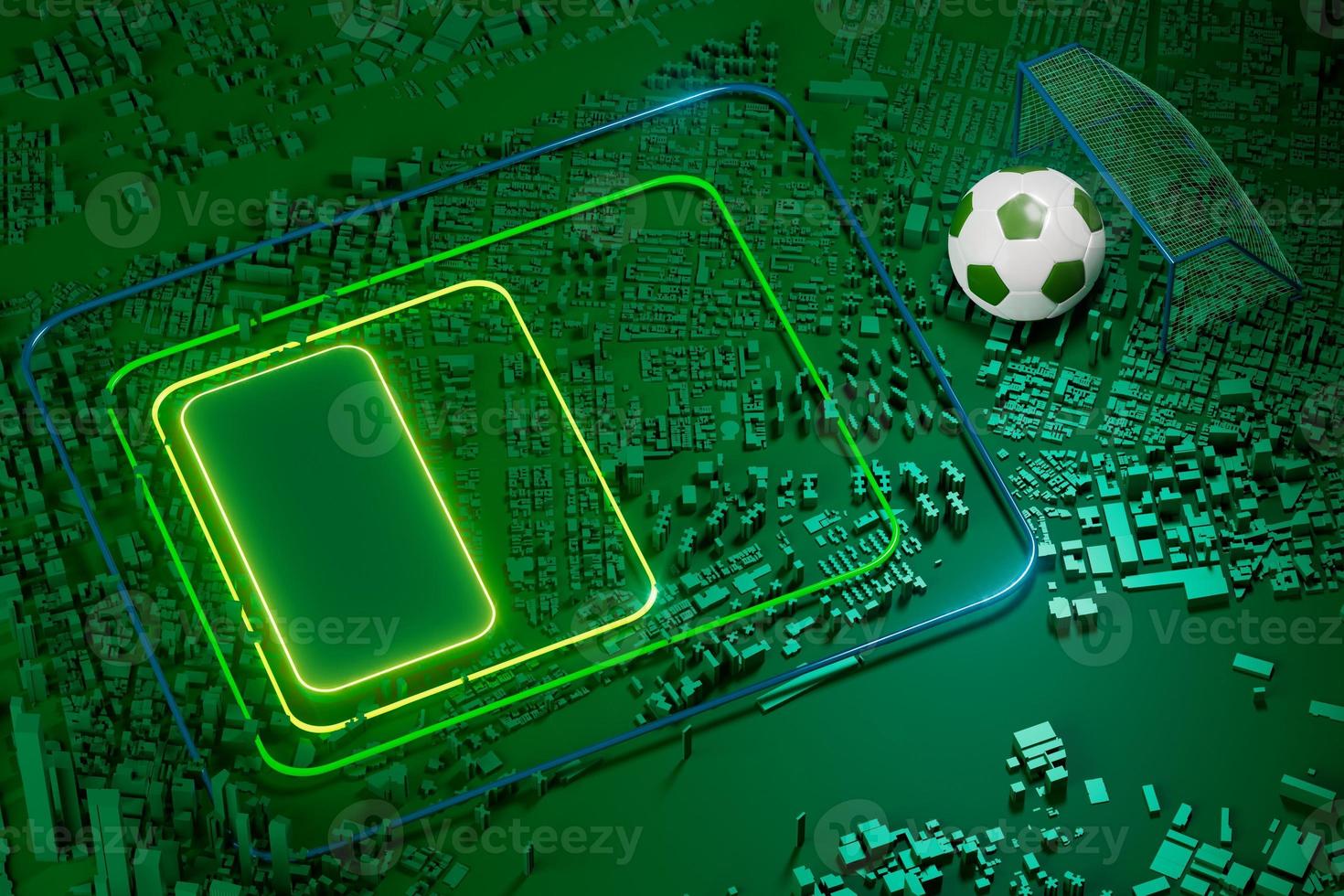 3d football object design. realistic rendering. abstract futuristic background. 3d illustration. motion geometry concept. sport competition graphic. tournament game bet content. soccer ball element. photo