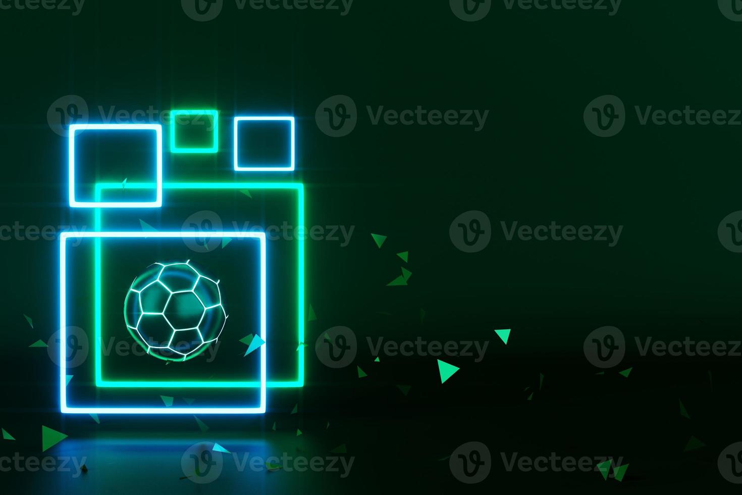 3d football object design. realistic rendering. abstract futuristic background. 3d illustration. motion geometry concept. sport competition graphic. tournament game bet content. soccer ball element. photo