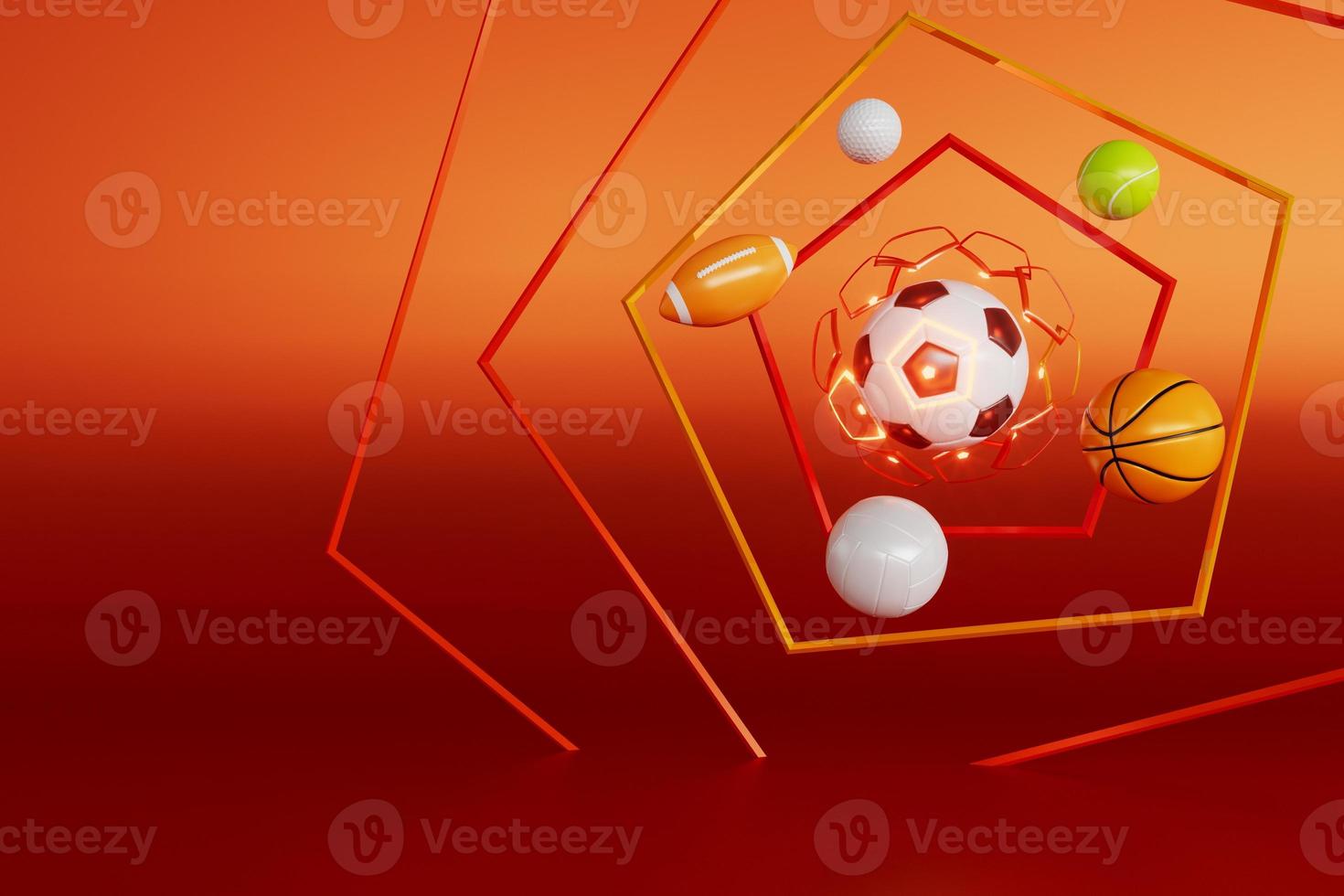 3d football object design. realistic rendering. abstract futuristic background. 3d illustration. motion geometry concept. sport competition graphic. tournament game bet content. soccer ball element. photo