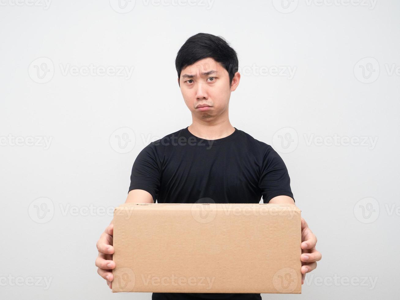 Man giving parcel box to you photo