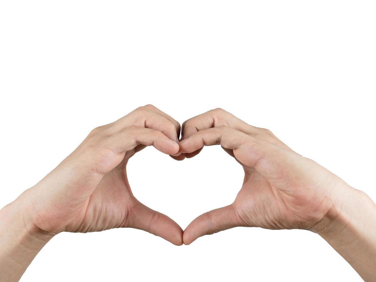 Hand make heart isolated white background photo