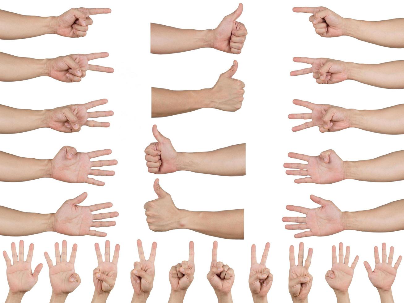 Group set man hand counting and thumb up right and left isolated background photo