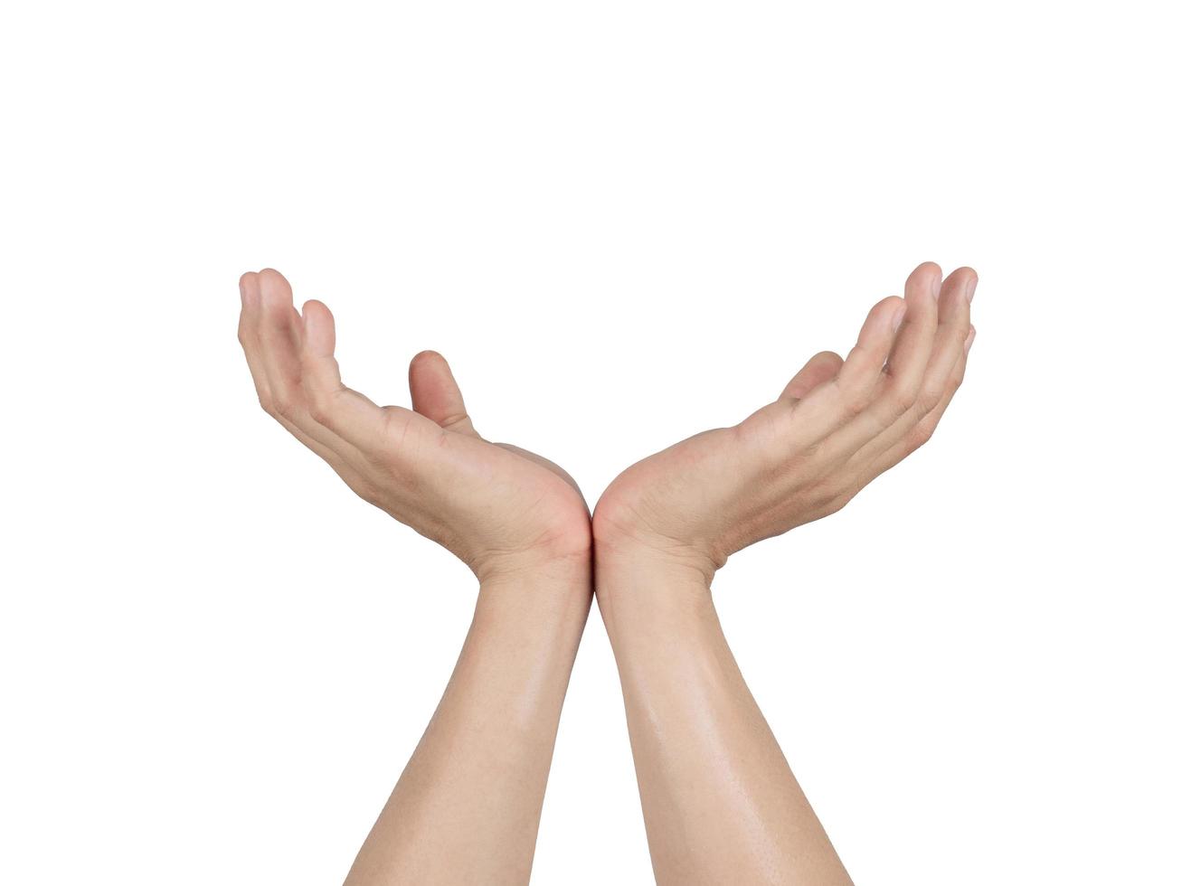 Empty two hand show up on white isolated background photo