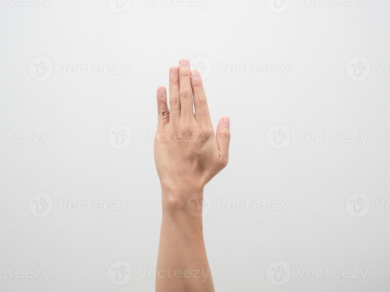 Man hand side view white isolated photo