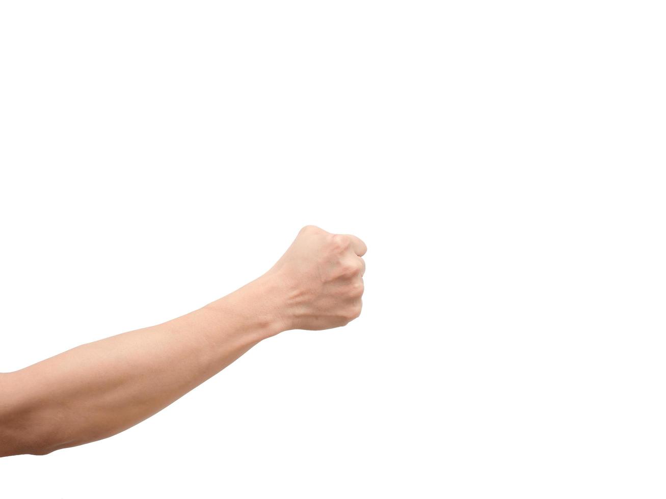 Male fist forward white background photo