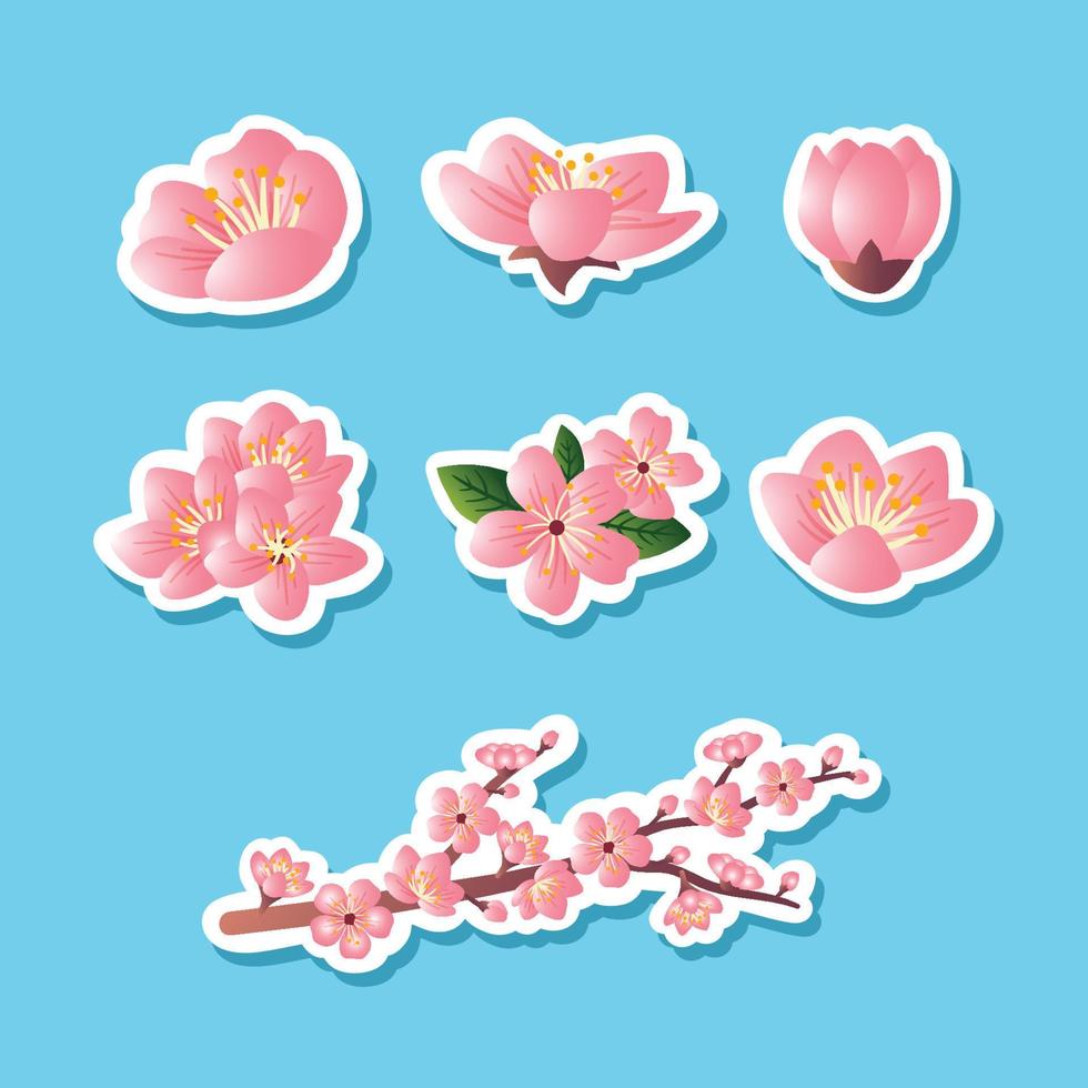 Peach Blossom Sticker Template vector