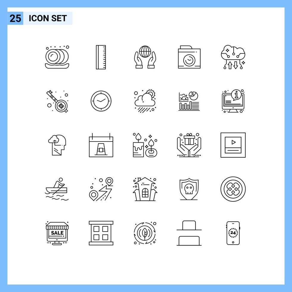 25 iconos creativos, signos y símbolos modernos de almacenamiento en línea, almacenamiento en la nube, energía, computación en la nube, gran pensamiento, elementos de diseño vectorial editables vector