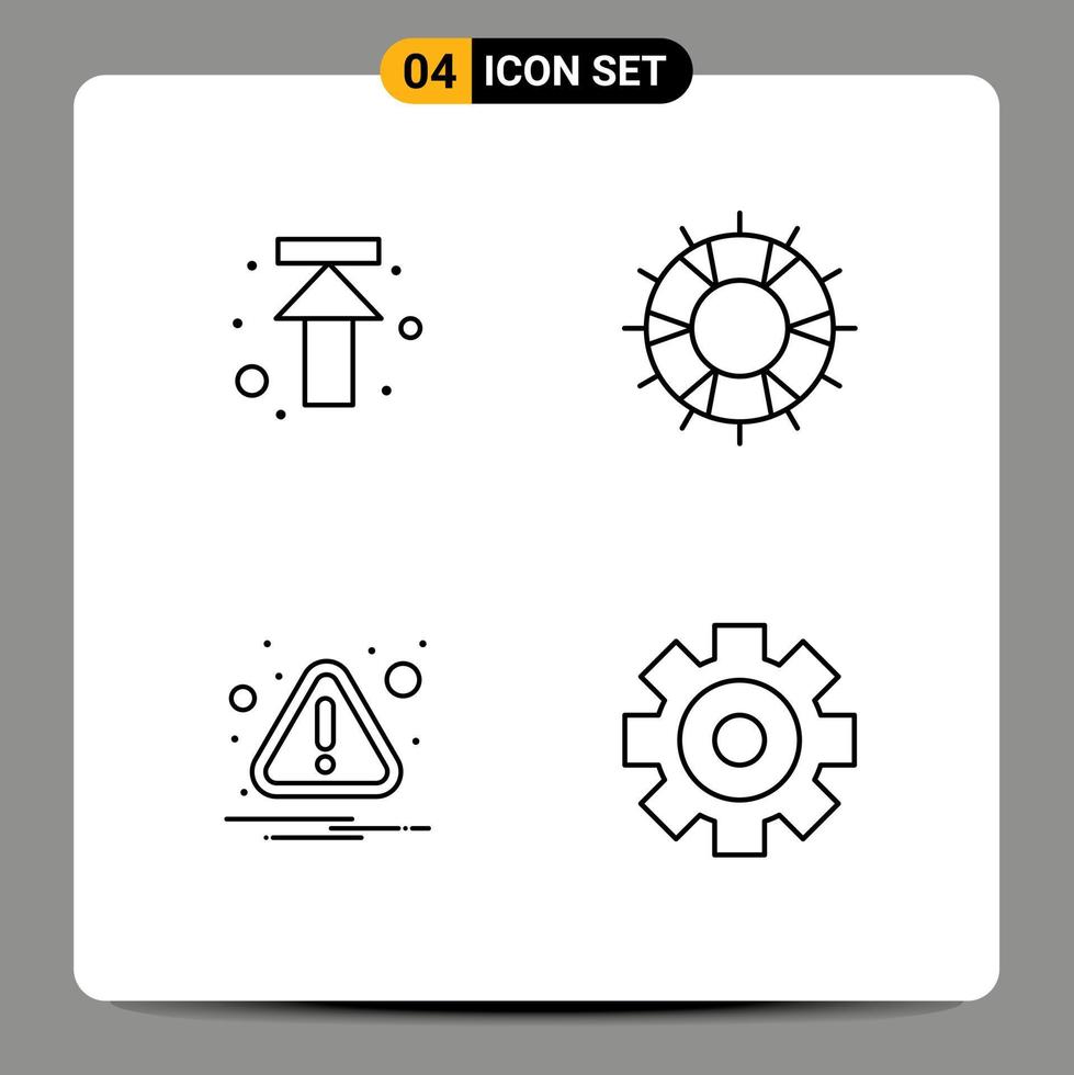Set of 4 Commercial Filledline Flat Colors pack for arrow alert upload lifesaver error Editable Vector Design Elements