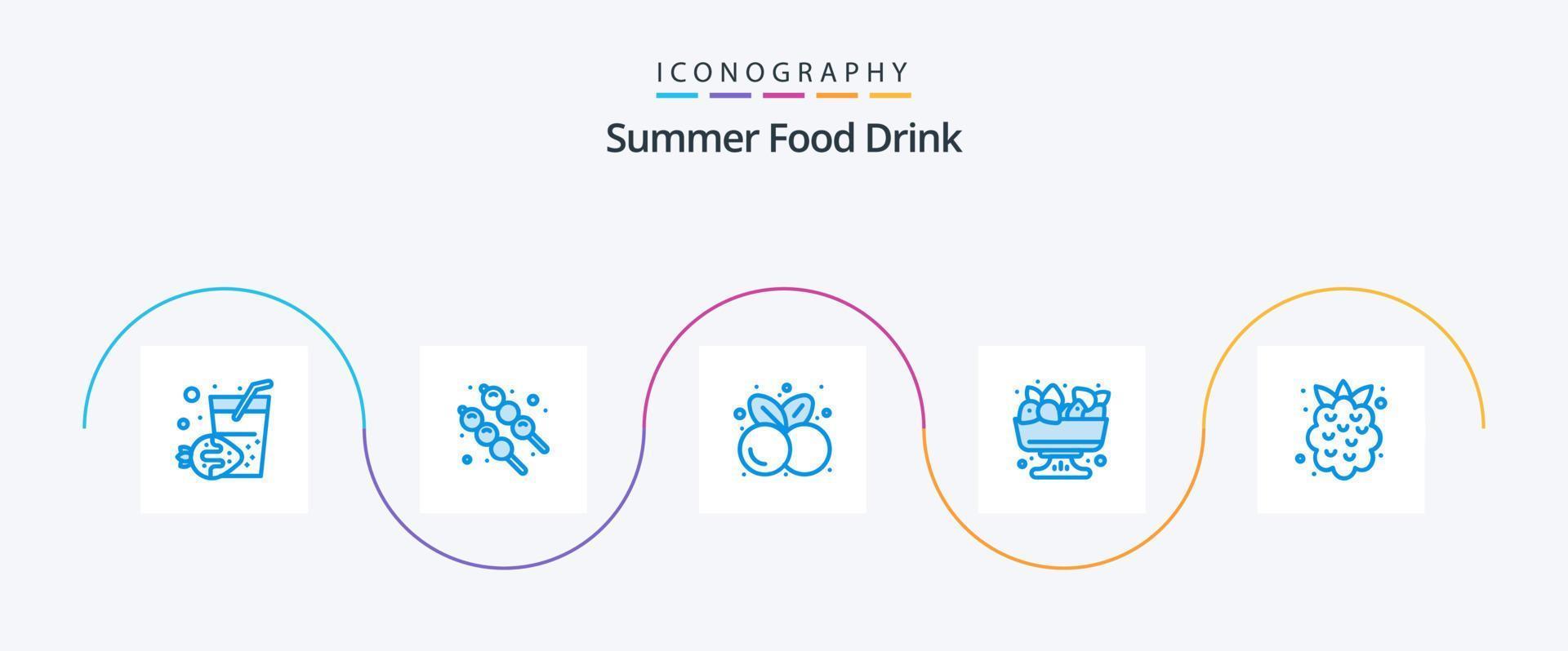 Summer Food Drink Blue 5 Icon Pack Including fruit. food. fruit. summer. food vector
