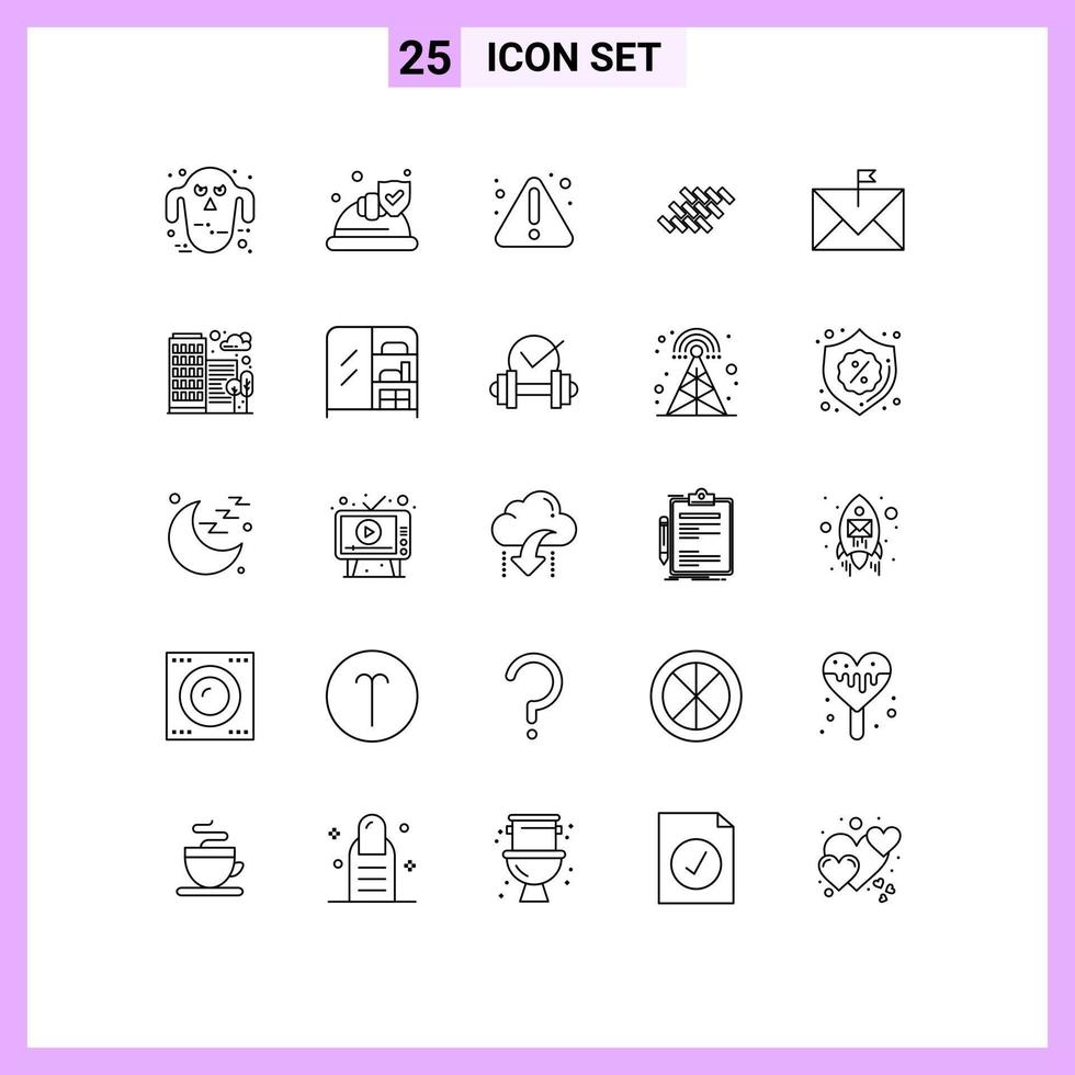 25 iconos creativos signos y símbolos modernos de reparación de bloque de error de construcción de contactos elementos de diseño vectorial editables vector