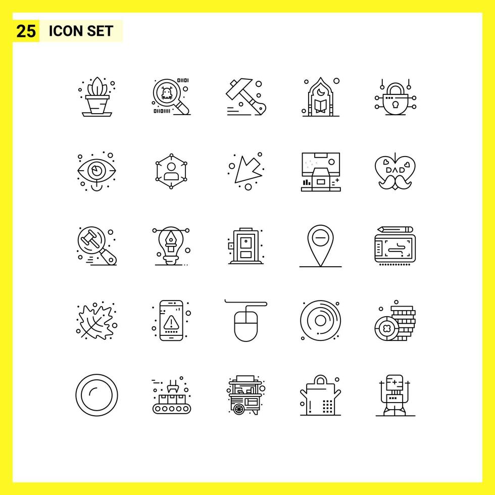 25 Line concept for Websites Mobile and Apps market business muslim network security internet Editable Vector Design Elements