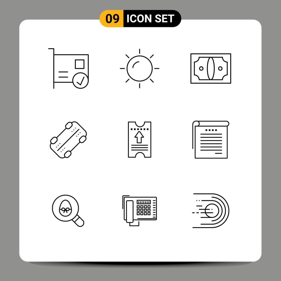 9 Outline concept for Websites Mobile and Apps hotel ticket business sport skate Editable Vector Design Elements