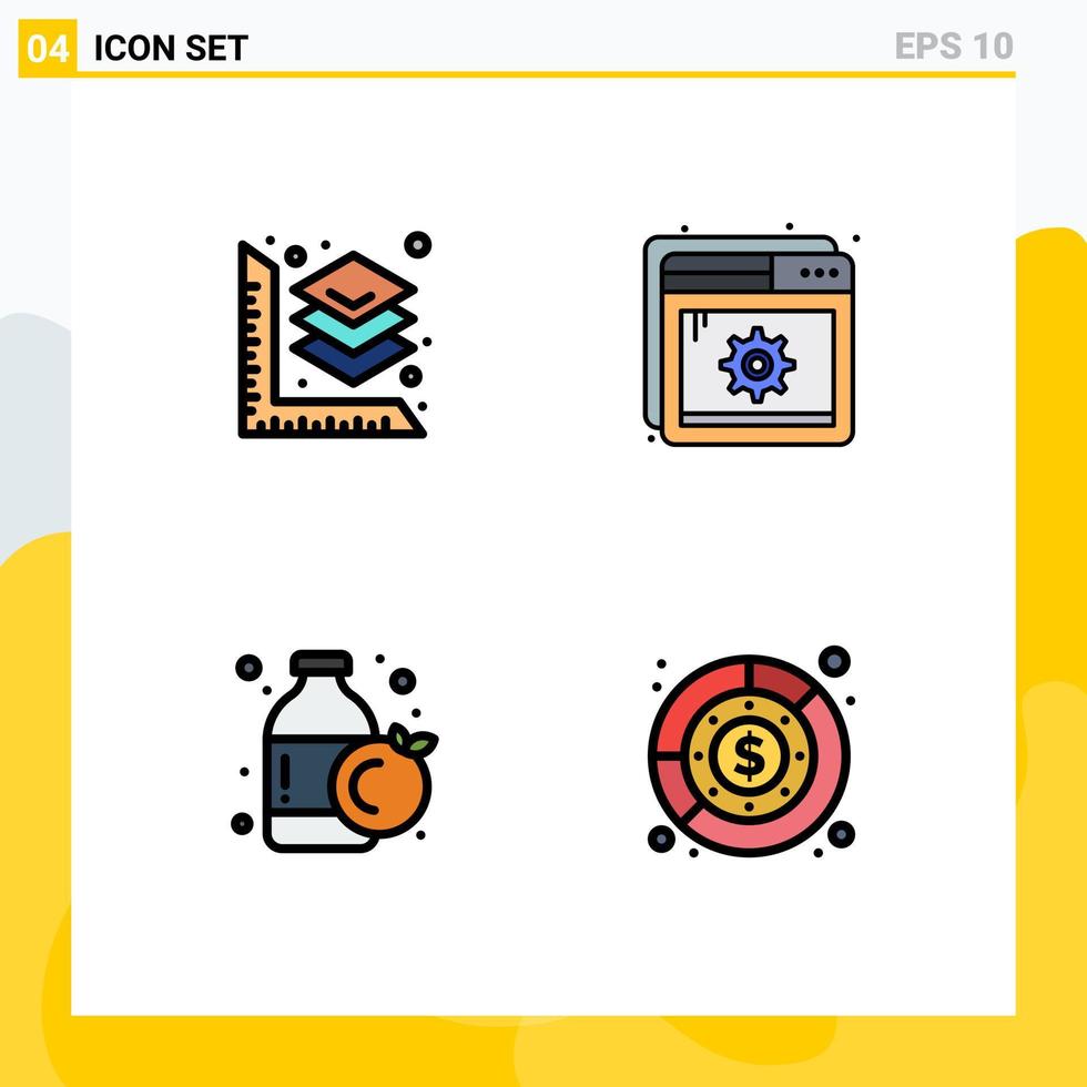 Set of 4 Modern UI Icons Symbols Signs for scale bottle help setting expenditure Editable Vector Design Elements