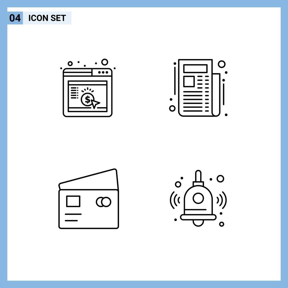 4 User Interface Line Pack of modern Signs and Symbols of cpc global seo subscribe shopping Editable Vector Design Elements