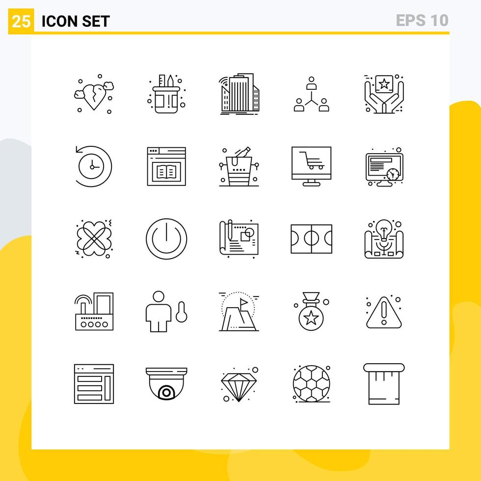 Set of 25 Vector Lines on Grid for group company pot structure smart Editable Vector Design Elements