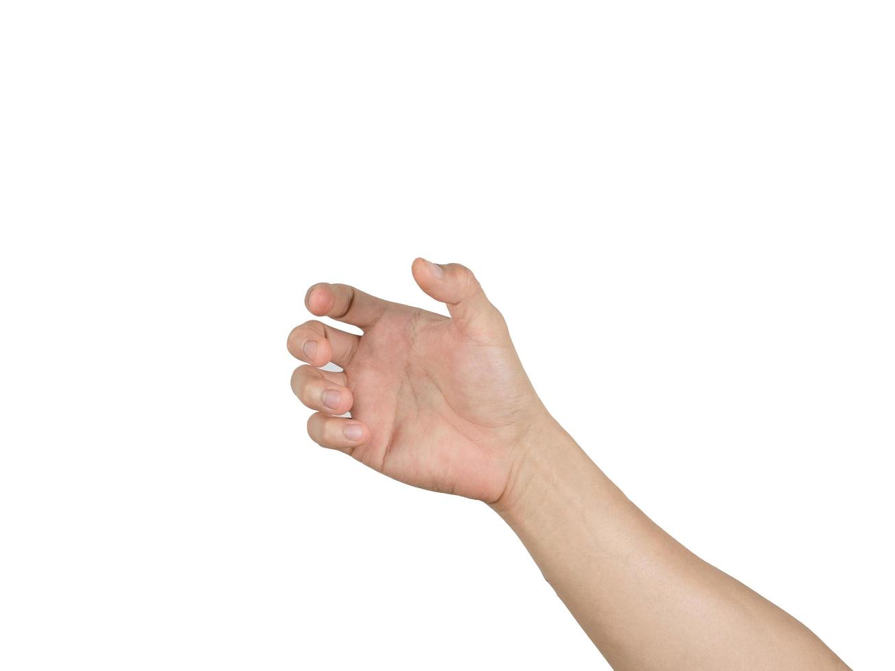 Left hand empty catch item on white isolated background photo
