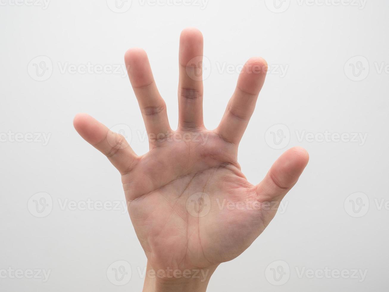 Close up man hand empty white isolated photo