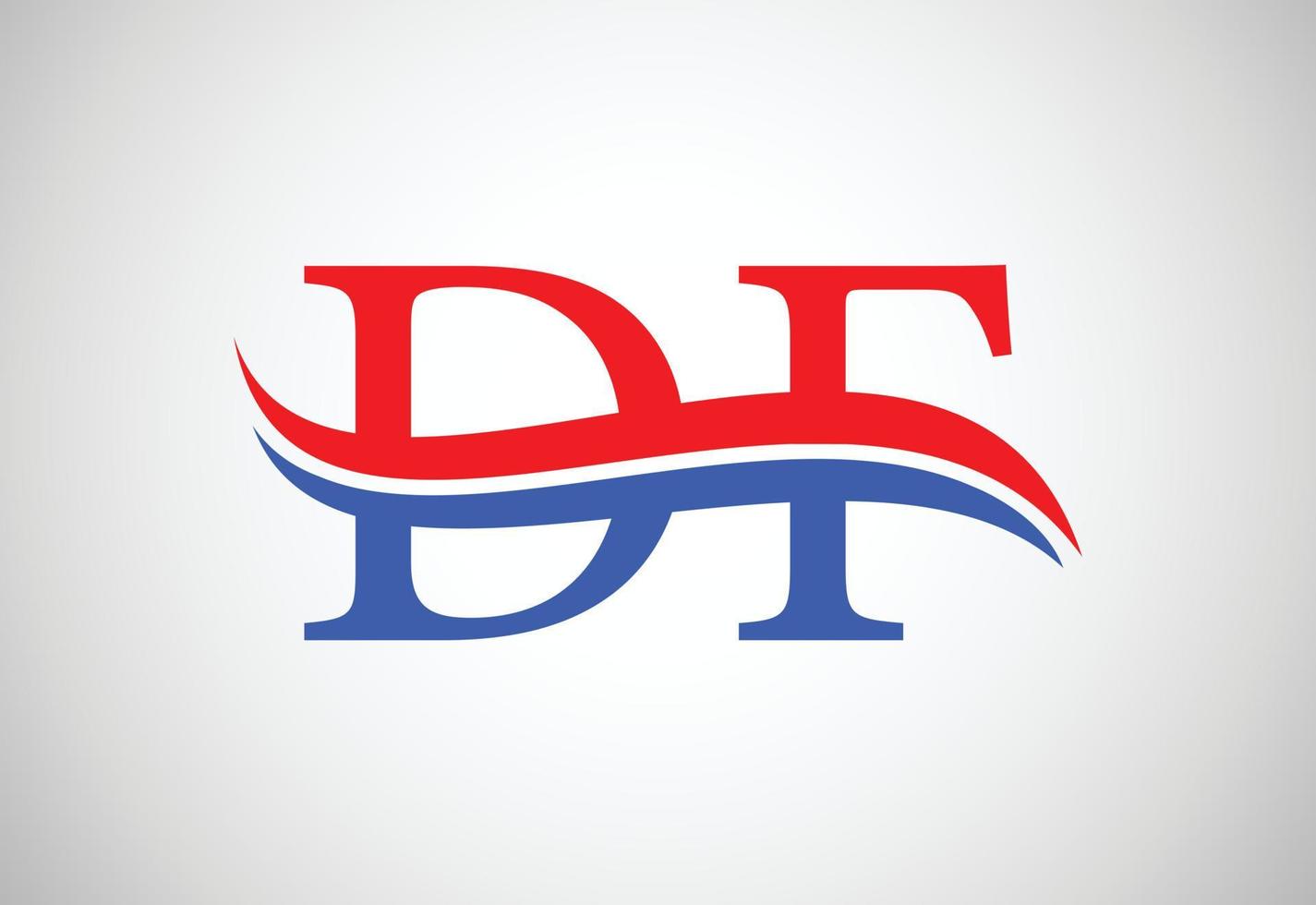 D F letter logo design, with swoosh, Vector design concept