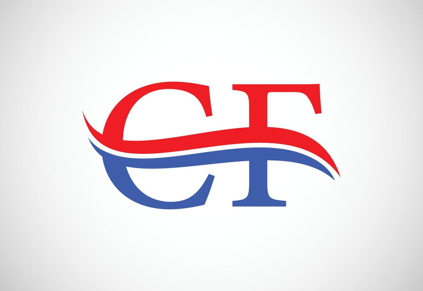 C F letter logo design, with swoosh, Vector design concept