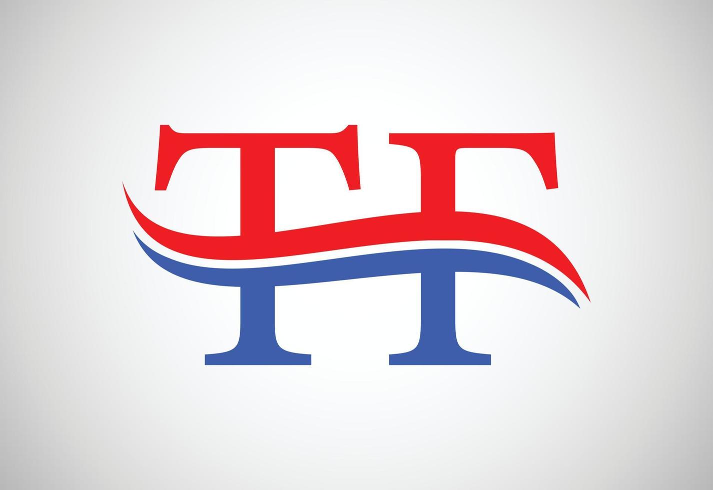 T F letter logo design, with swoosh, Vector design concept