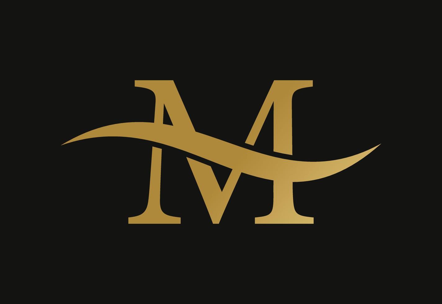 diseño de logotipo de letra m, con swoosh, concepto de diseño vectorial vector