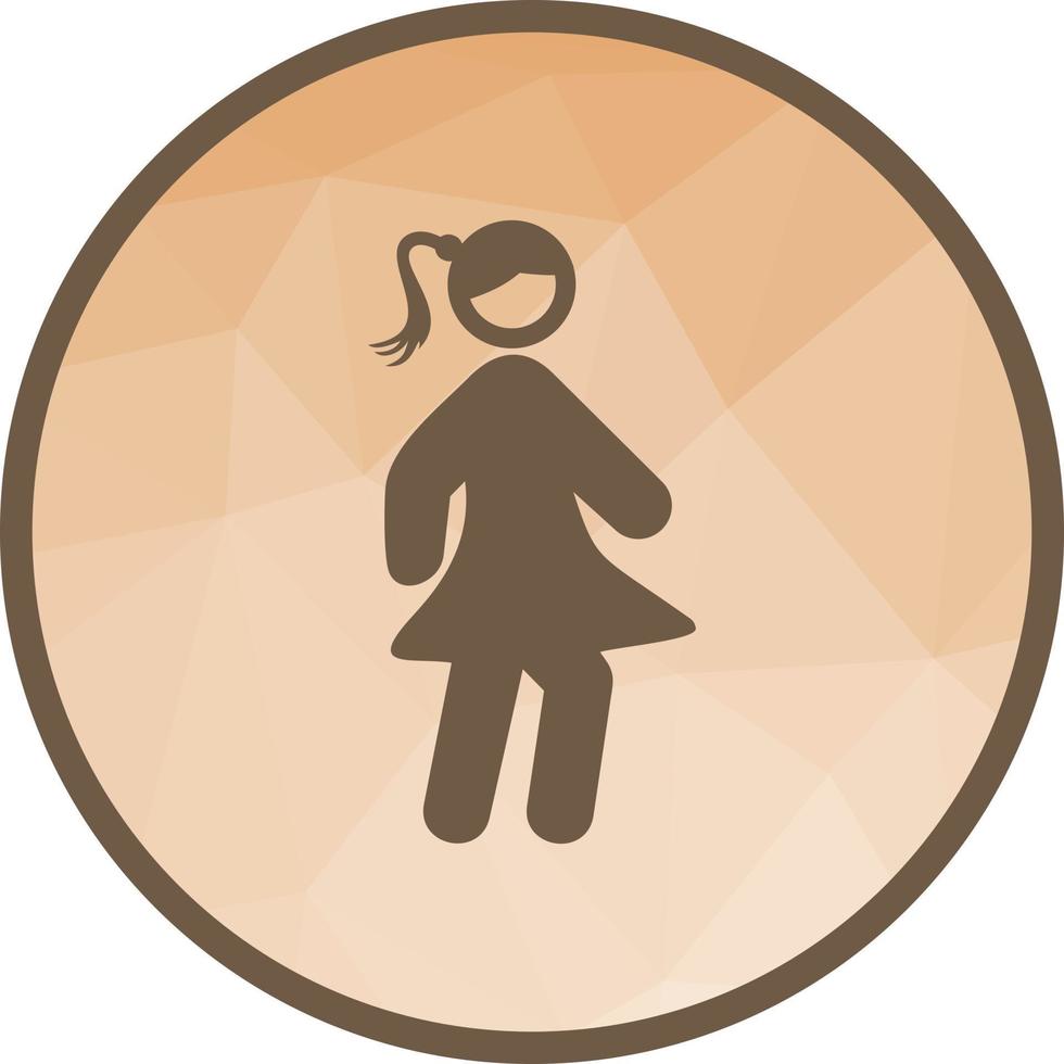 chica caminando icono de fondo de baja poli vector