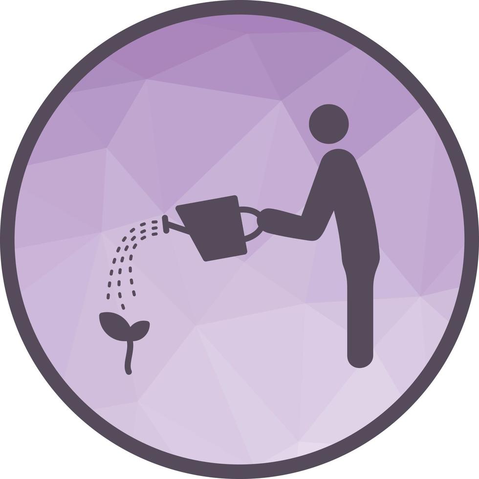 Man Watering Plant Low Poly Background Icon vector