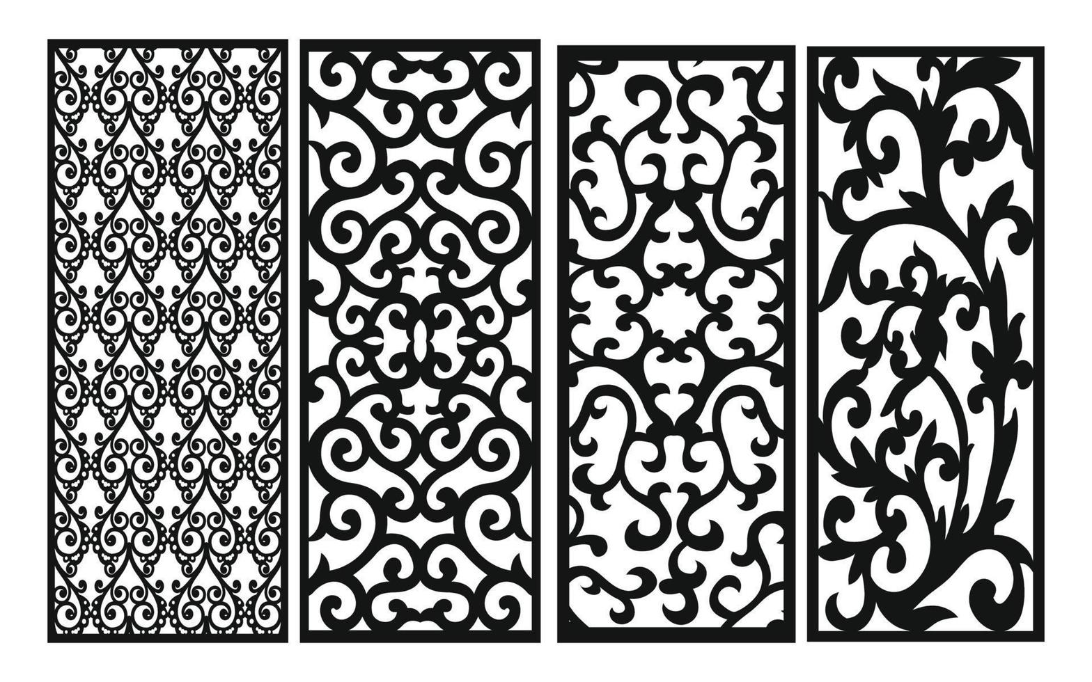 Decorative floral patterns, geometric template for cnc laser cutting vector