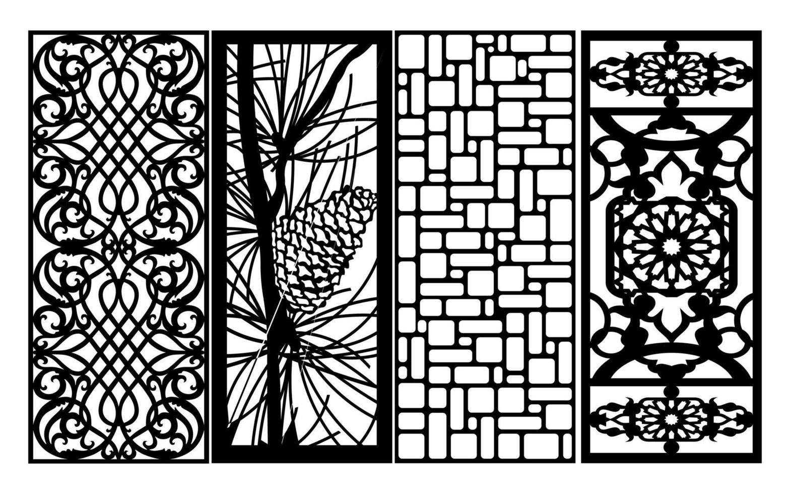 Decorative floral patterns, geometric template for cnc laser cutting vector