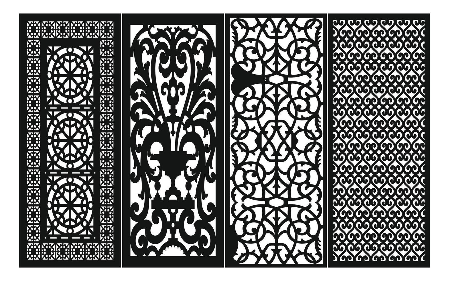 Decorative floral patterns, geometric template for cnc laser cutting vector