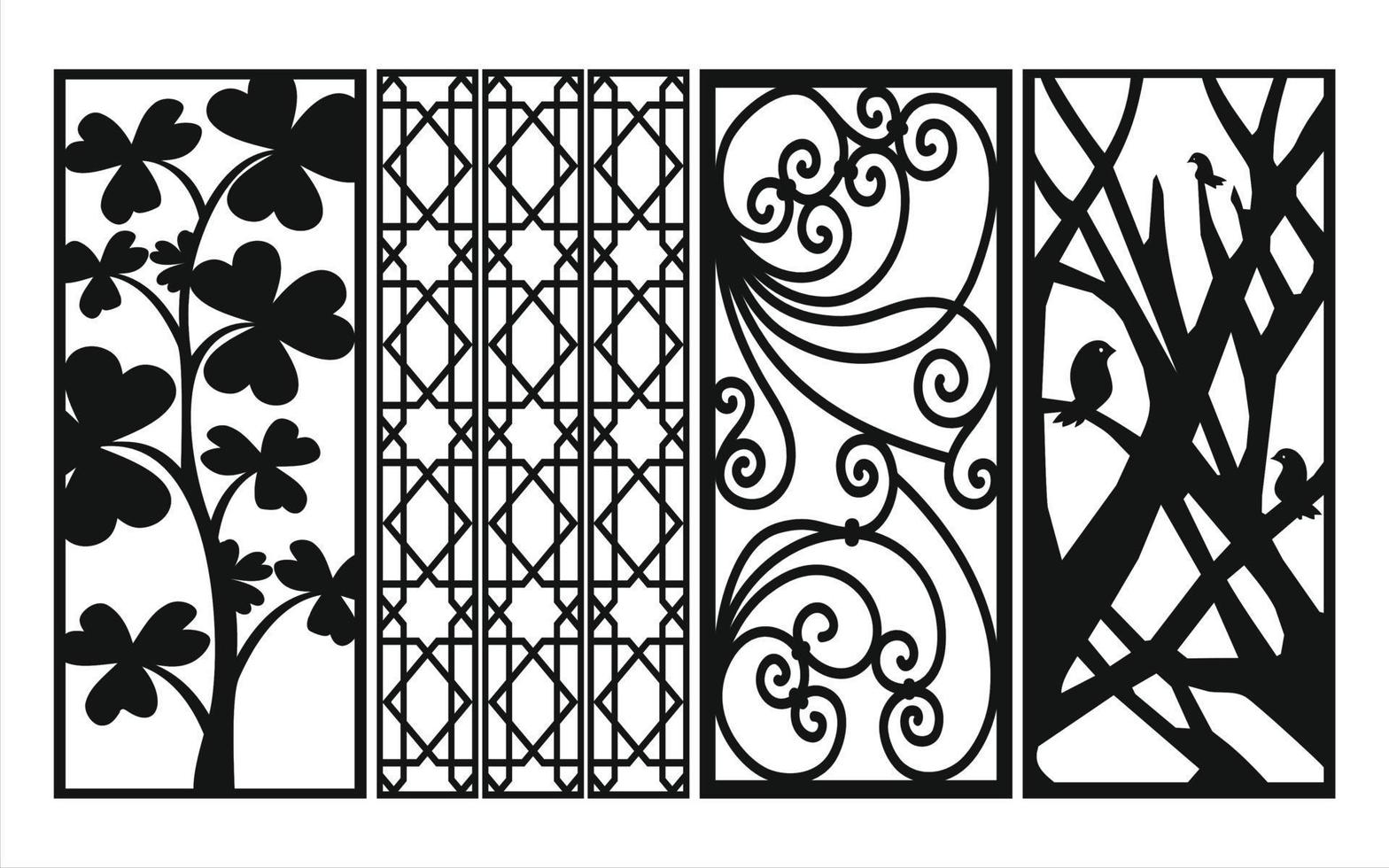 patrones florales decorativos, plantilla geométrica para corte por láser cnc vector